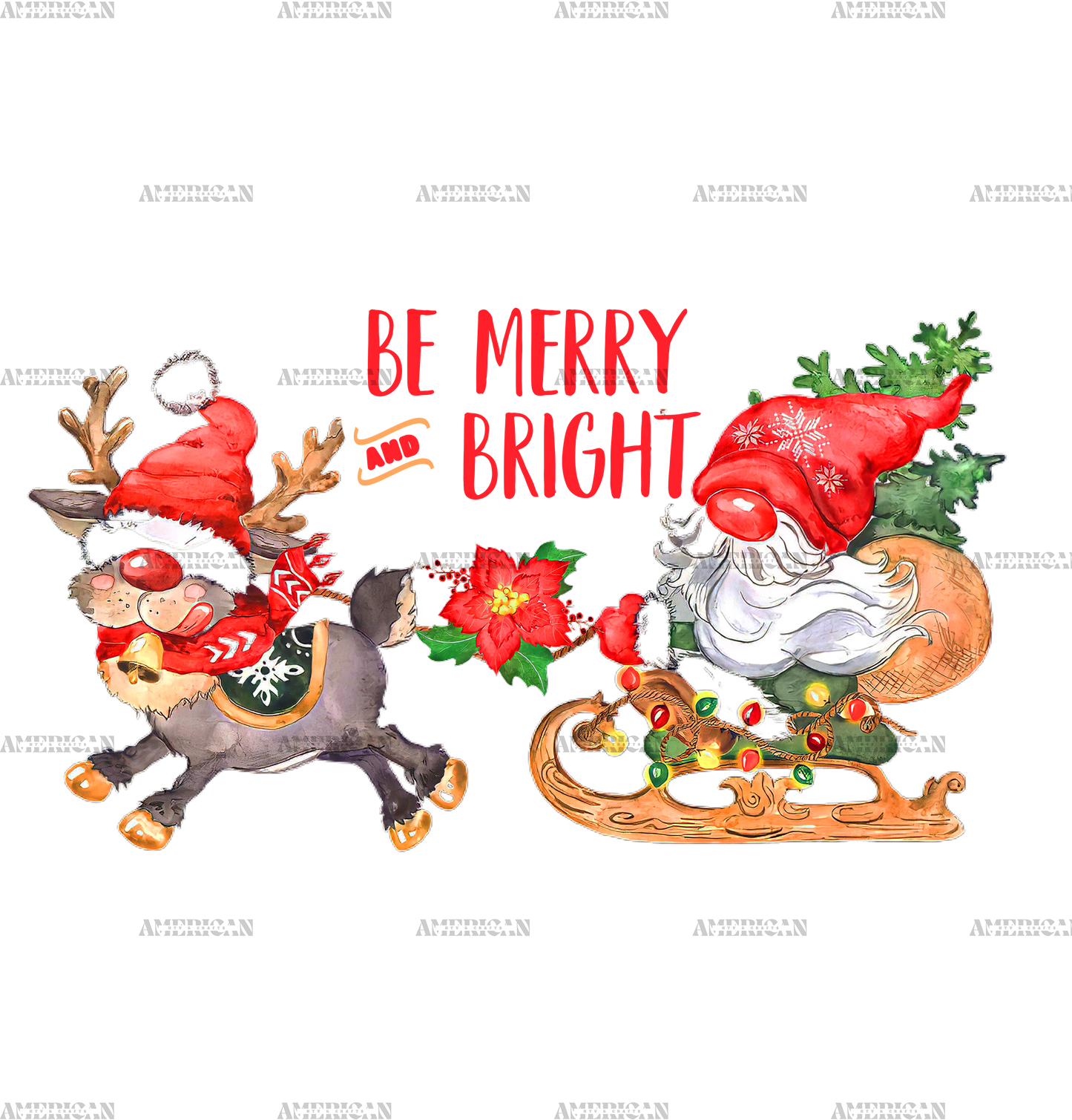 Be Merry And Bright Sleigh DTF Transfer