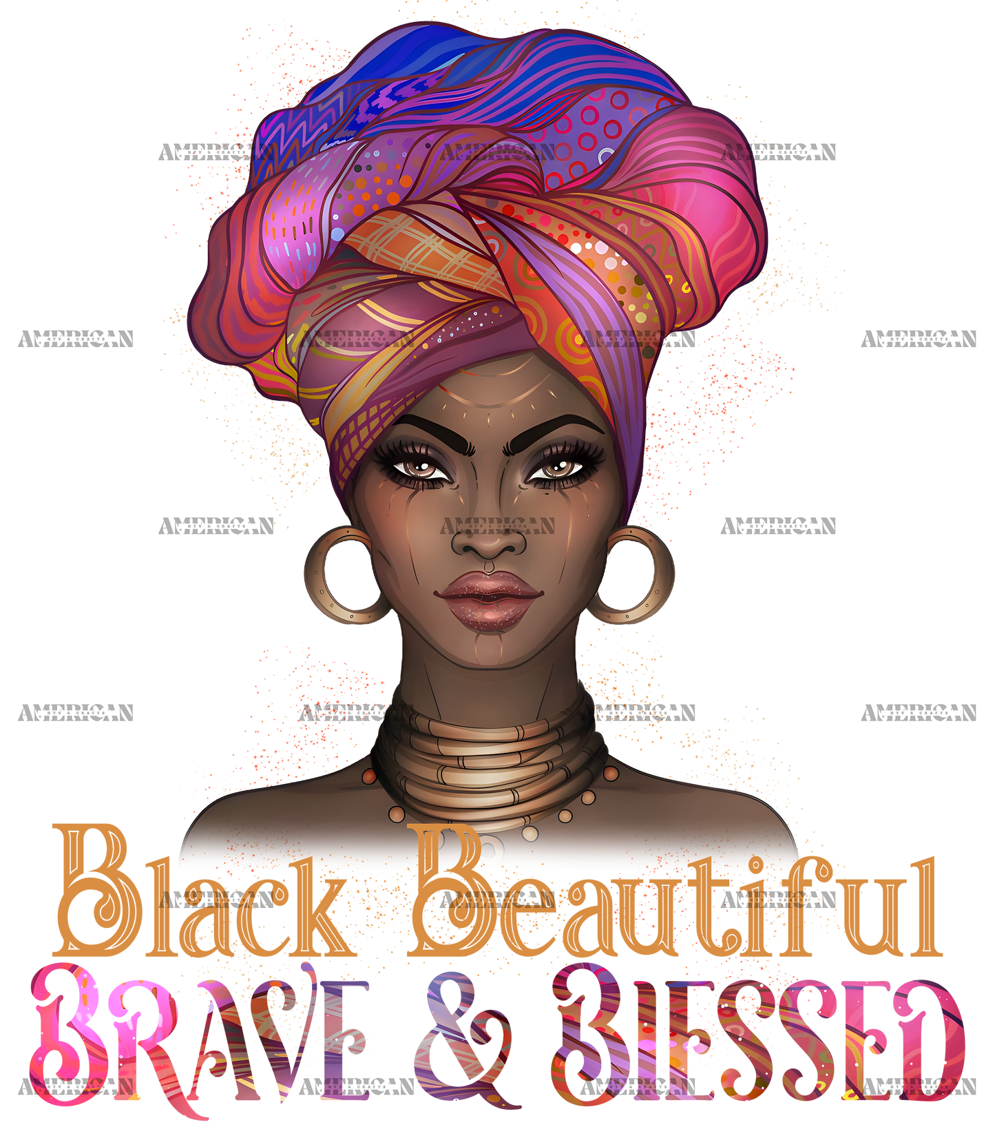 Black Beautiful Brave And Blessed DTF Transfer