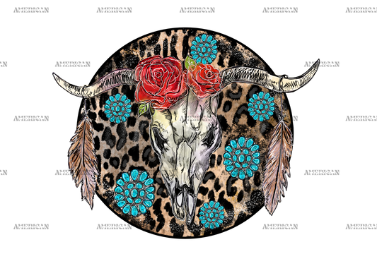 Bull Skull Leopard DTF Transfer