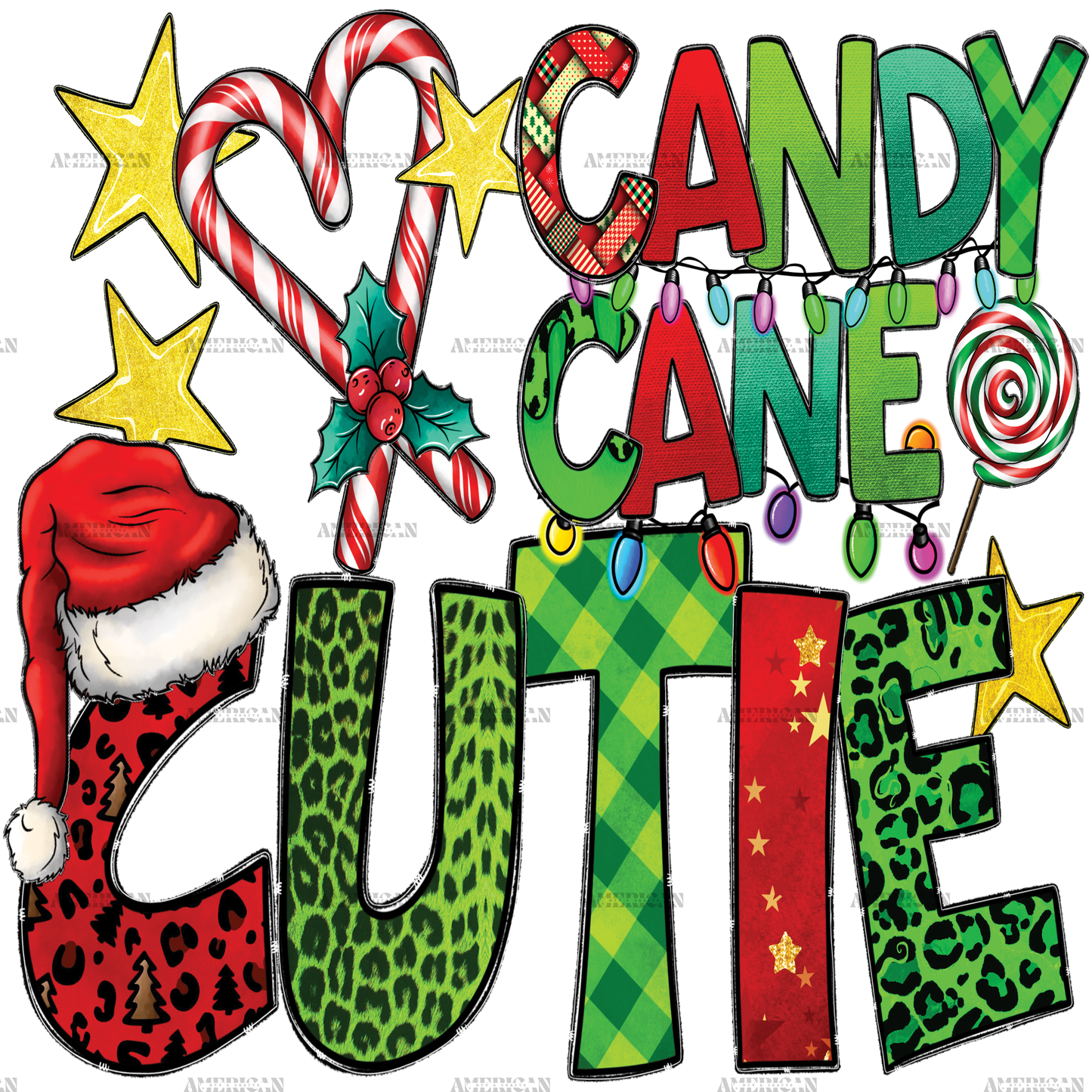 Candy Cane Cutie DTF Transfer