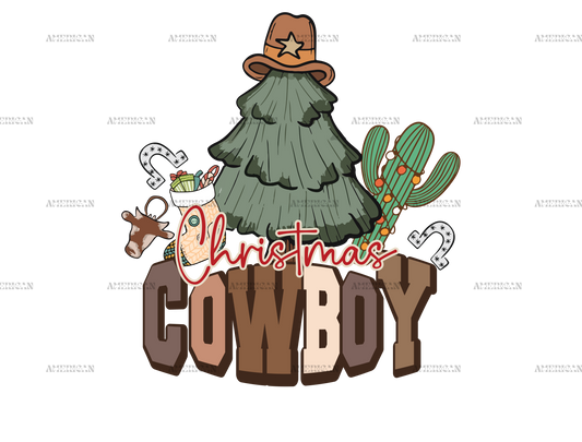 Christmas Cowboy Tree DTF Transfer