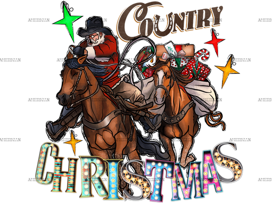 Country Christmas Horses DTF Transfer