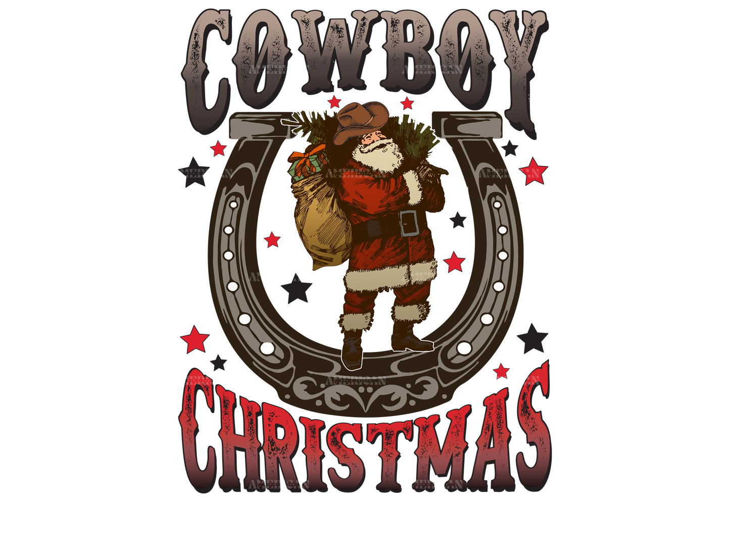 Cowboy Christmas Horseshoe DTF Transfer