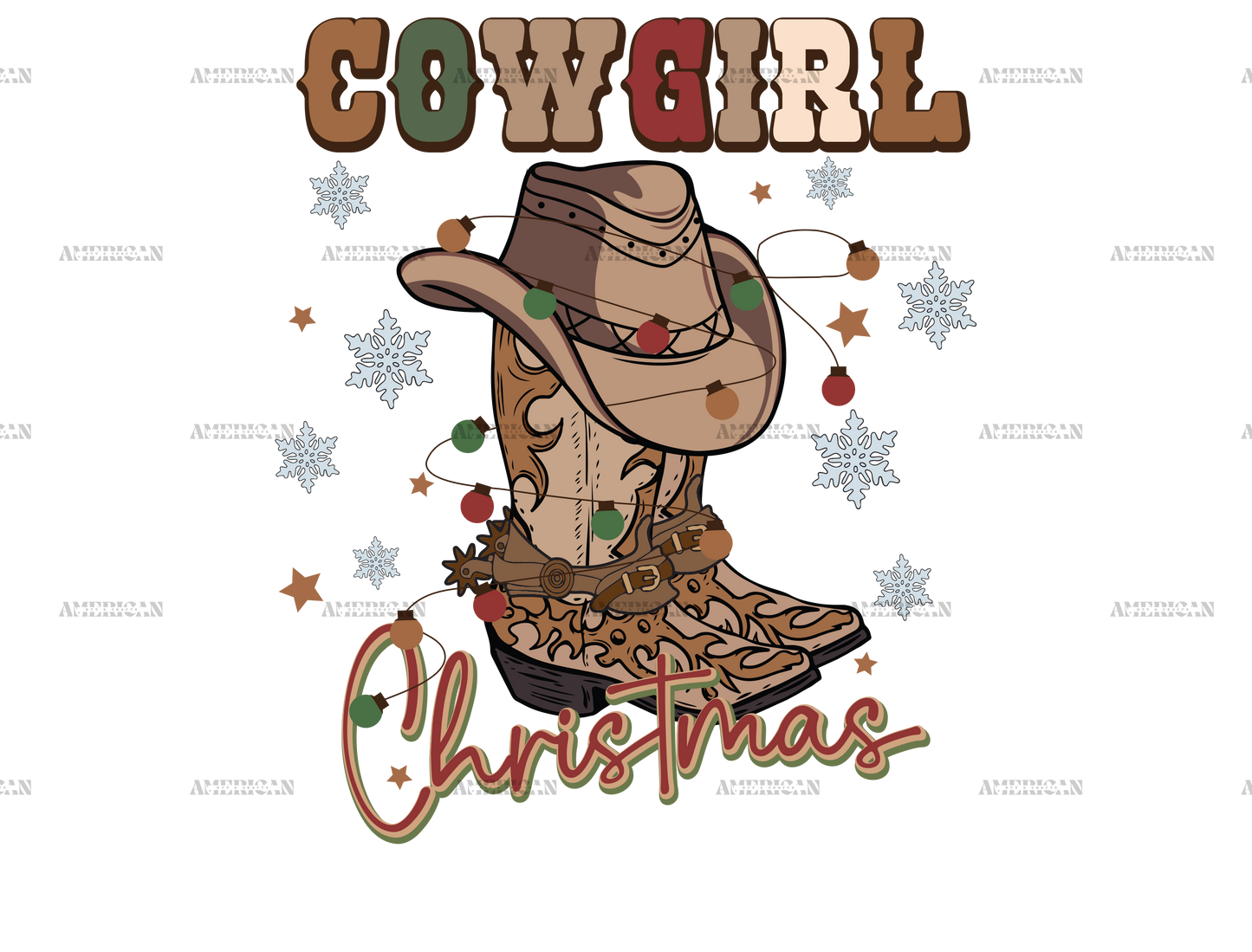 Cowgirl Christmas DTF Transfer