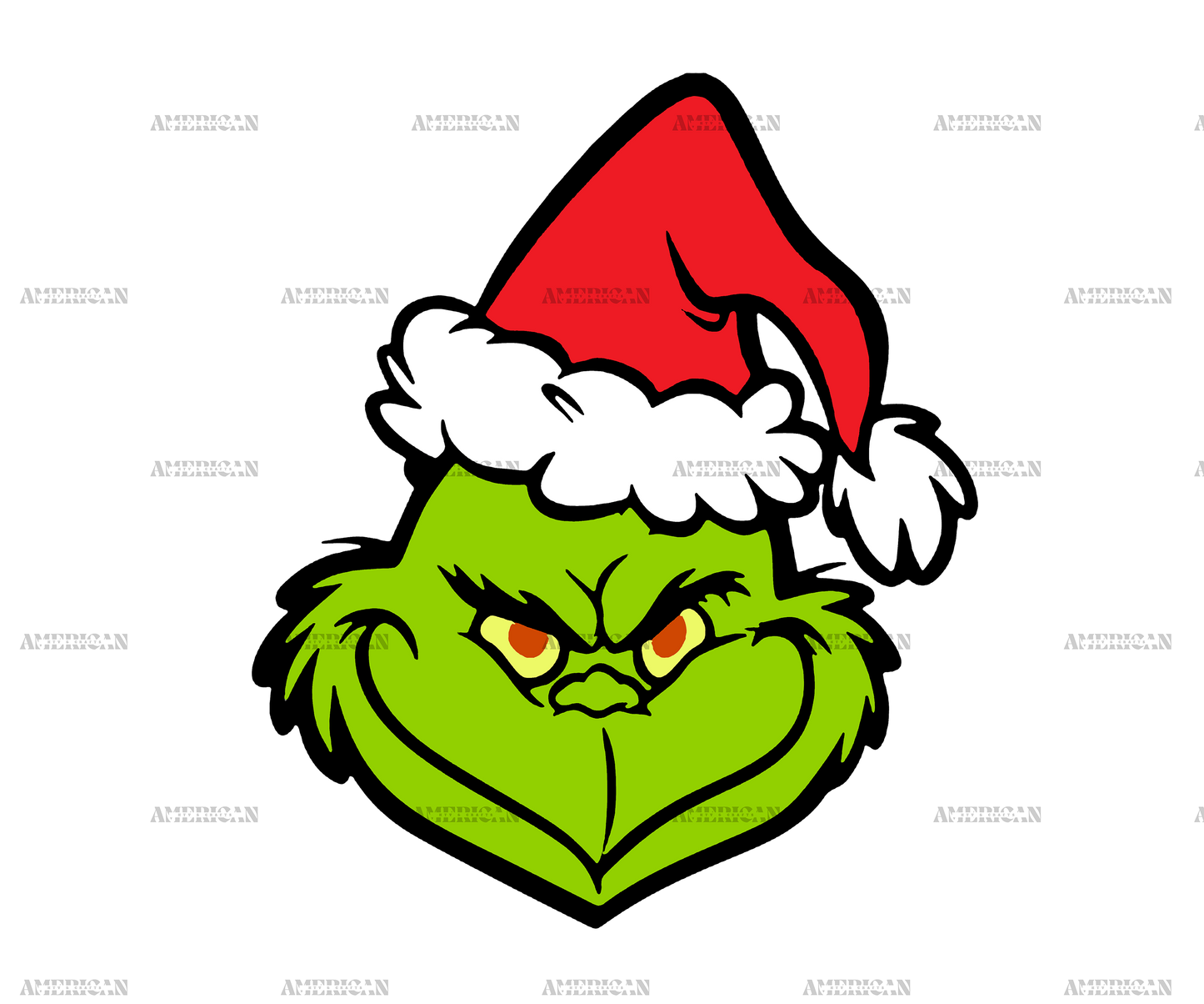 Grinch Face Santa Hat DTF Transfer