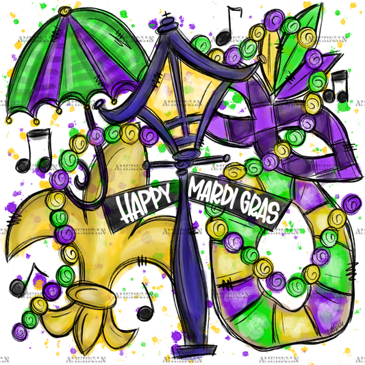 Mardi Gras Collage DTF Transfer