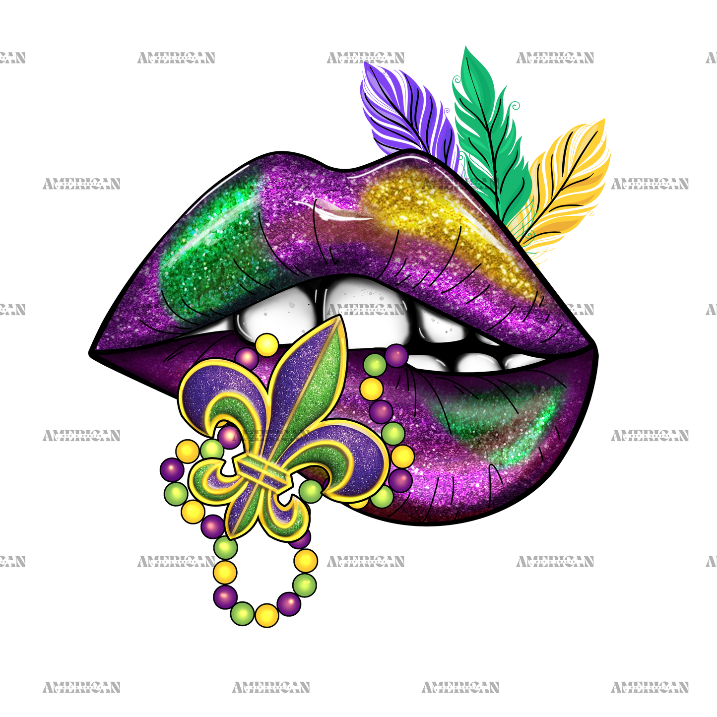 Mardi Gras Lips-2 DTF Transfer