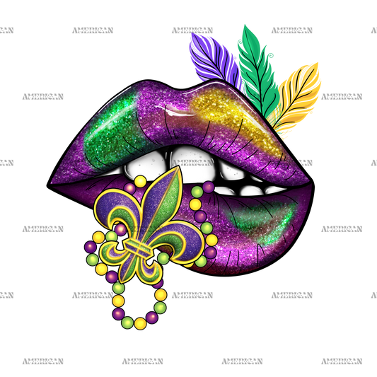 Mardi Gras Lips-2 DTF Transfer