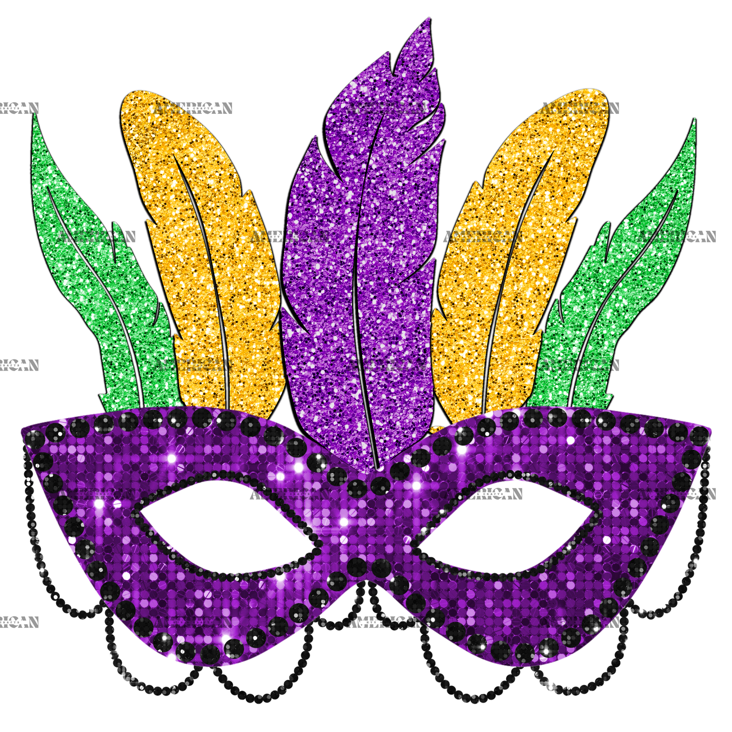 Mardi Gras Mask DTF Transfer