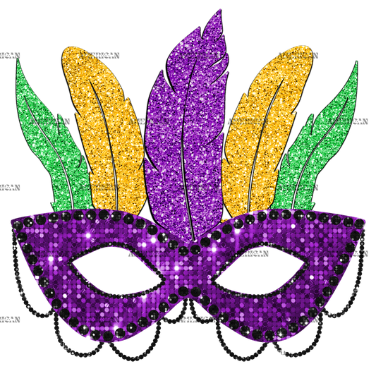 Mardi Gras Mask DTF Transfer