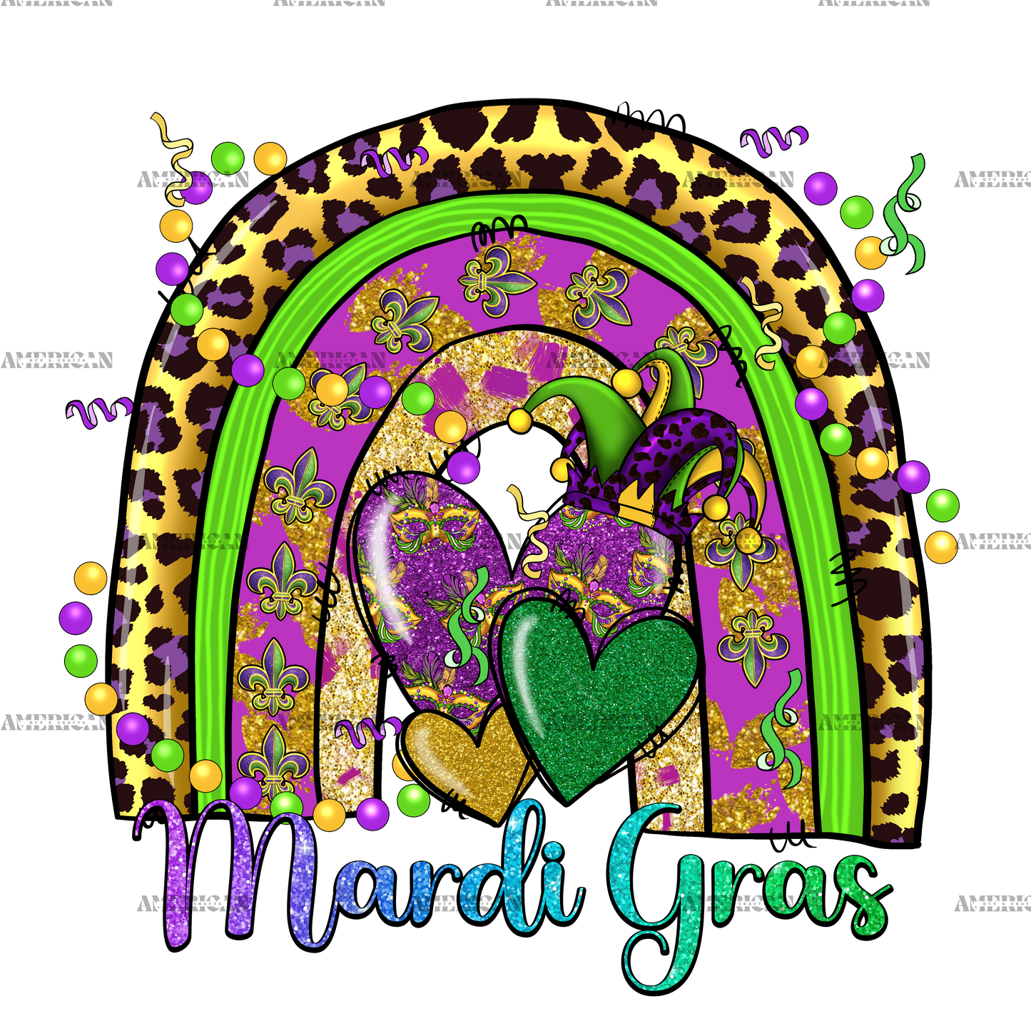 Mardi Gras Rainbow DTF Transfer