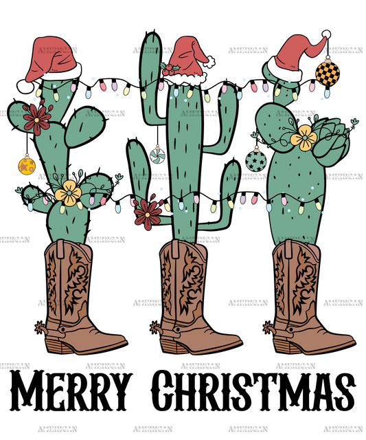 Merry Christmas Cactus Shoe DTF Transfer