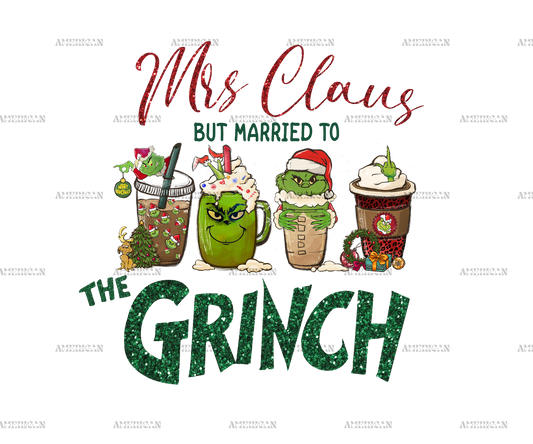 Mrs Claus Grinch Coffee DTF Transfer