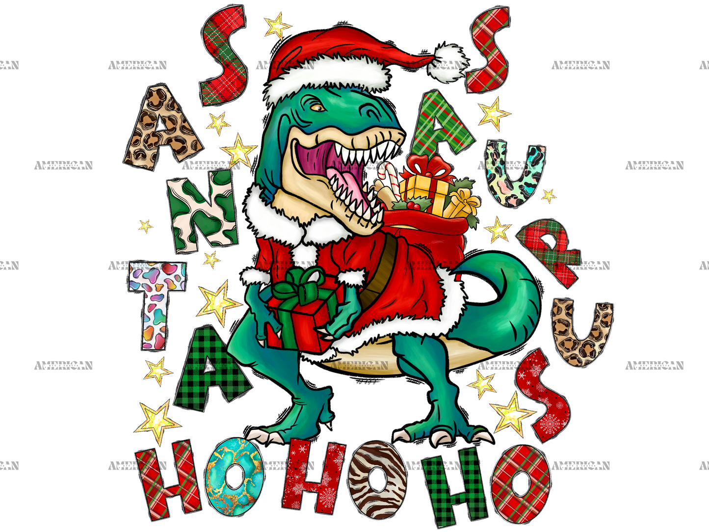 Santa Saurus HoHoHo DTF Transfer