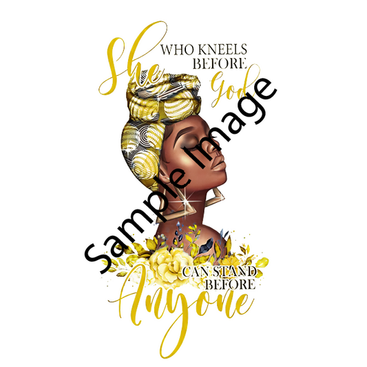 She Who Kneels Before God - Black Women Gold Color Scheme