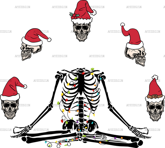 Skeleton Heads Christmas DTF Transfer