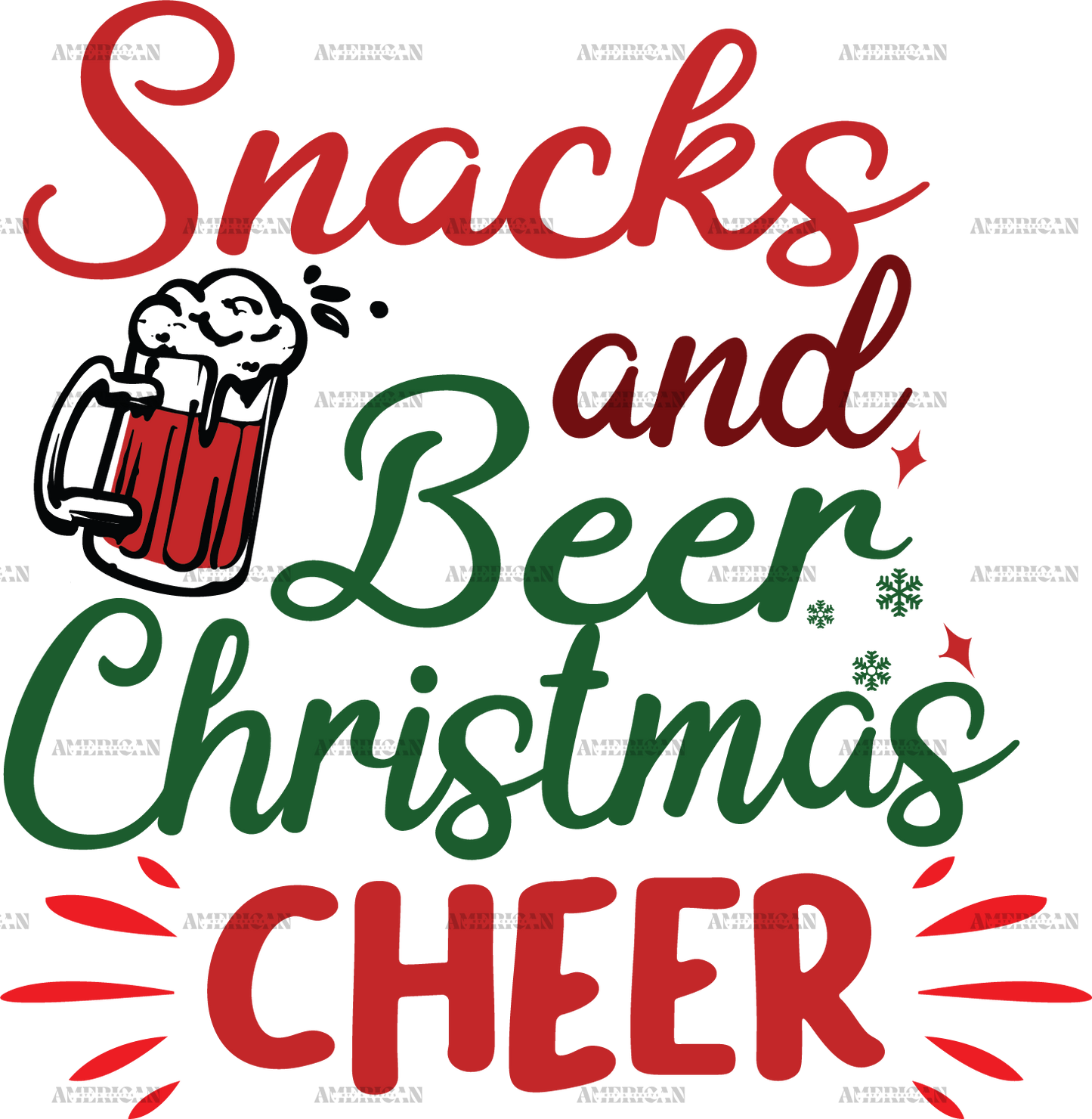 Snacks And Beer Christmas Cheer DTF Transfer