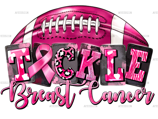 Tackle Breast Cancer Football Block DTF Transfer