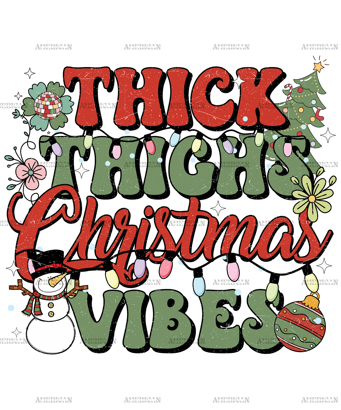 Thick Thighs Christmas Vibes-2 DTF Transfer