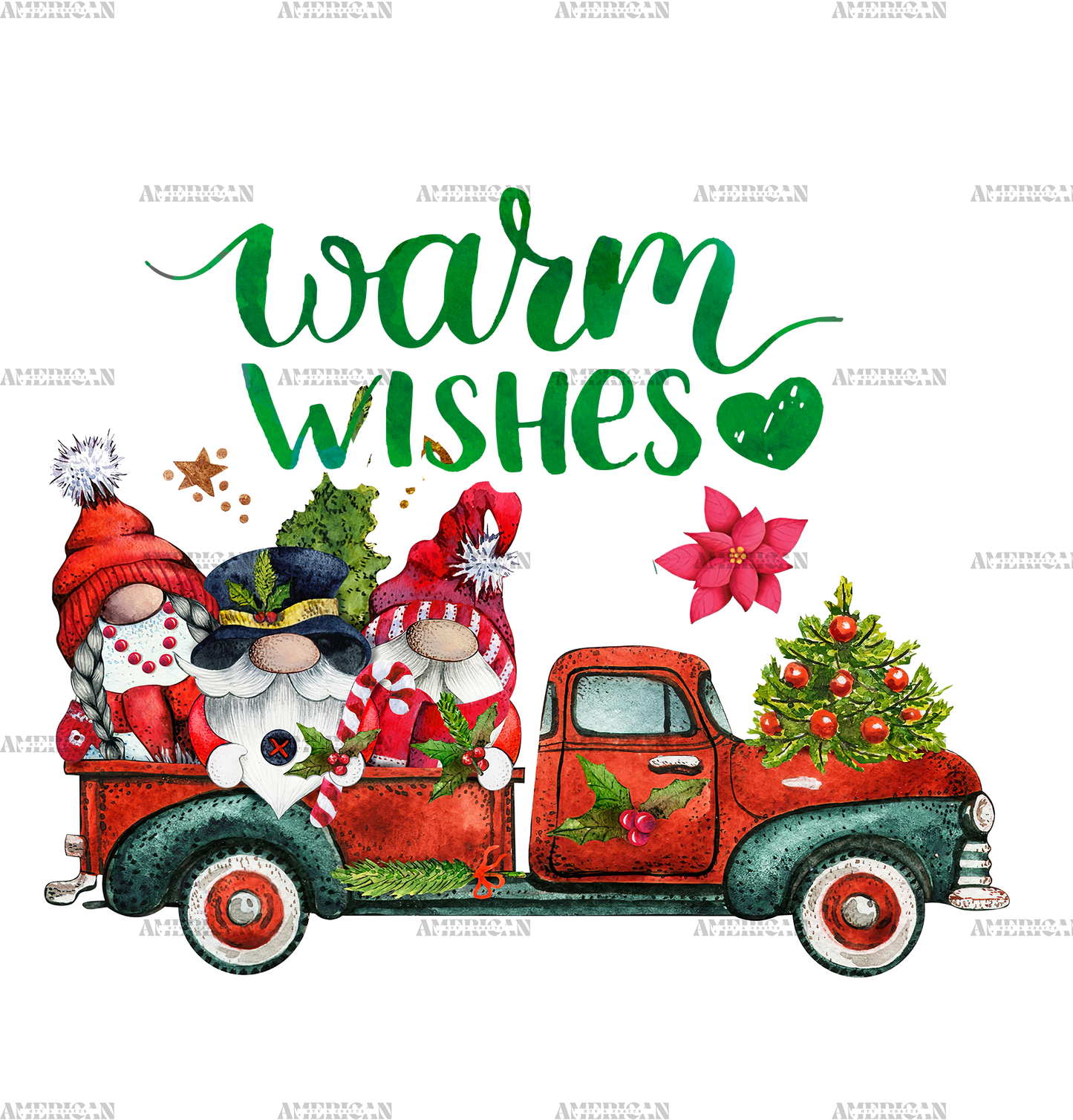 Warm Wishes Gnomies Truck DTF Transfer