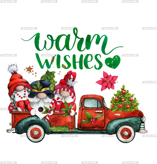 Warm Wishes Gnomies Truck DTF Transfer