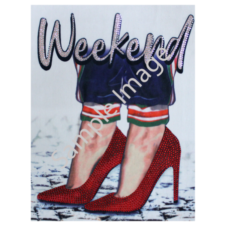 Week End Red High Heels Fabric Heat Transfer Patch