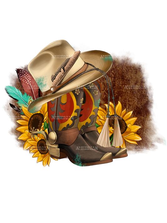 Western Boots And Hat Cowboy DTF Transfer