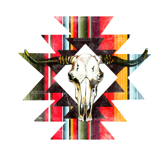 Aztec Serape Bull Skull DTF Transfer