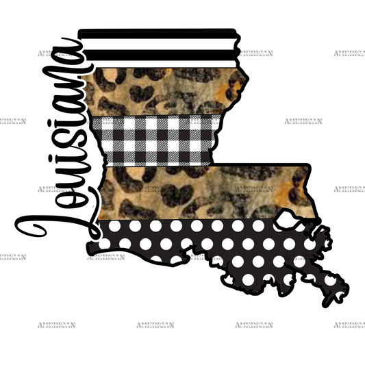 Louisiana Map Leopard DTF Transfer