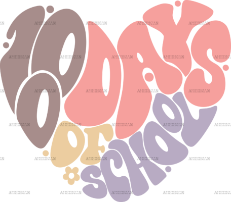 100 Days Of School Heart-1 DTF Transfer