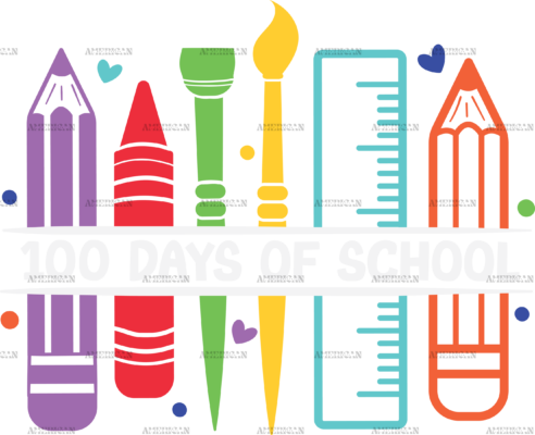 100 Days Of School Stationery-2 DTF Transfer
