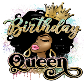 Afro Head Birthday Queen  DTF Transfer