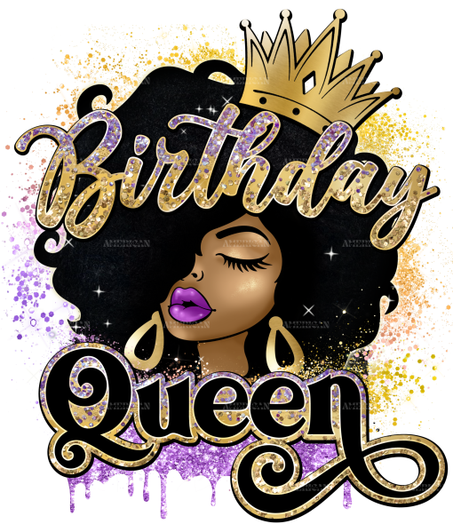 Afro Head Birthday Queen-2 DTF Transfer