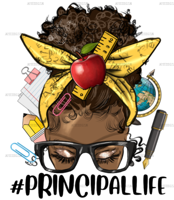 Afro Messy Bun Principal Life DTF Transfer