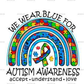 Autism Awareness Rainbow DTF Transfer