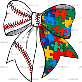 Autism Baseball Bow DTF Transfer