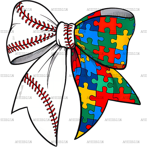 Autism Baseball Bow DTF Transfer