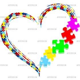 Autism Heart DTF Transfer
