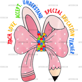 Autism Pencil Bow DTF Transfer