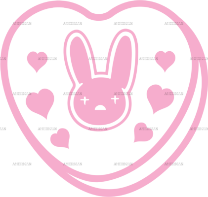 Bad Bunny Candy Hearts Pink DTF Transfer