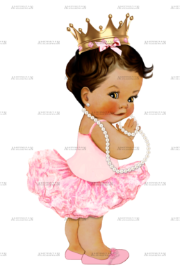 Ballerina Pink Pearls Girl-MediumBrunette DTF Transfer