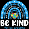 Be Kind Autism Awareness-2 DTF Transfer