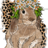 Bunny And Leopard Flowers DTF Transfer