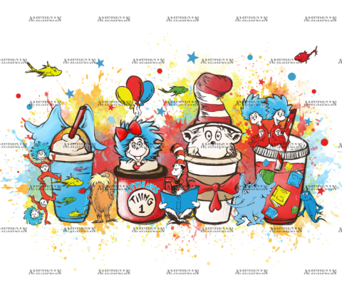 Dr. Seuss Day Coffee Splash DTF Transfer