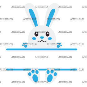 Easter Bunny Name Frame Blue-2 DTF Transfer