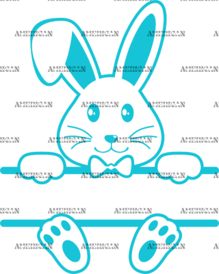 Easter Bunny Name Frame Blue-3 DTF Transfer