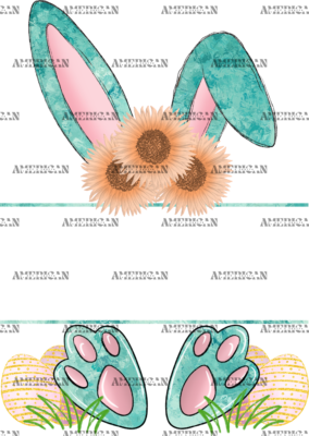 Easter Bunny Name Frame Green DTF Transfer