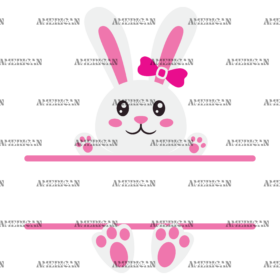 Easter Bunny Name Frame Pink-3 DTF Transfer