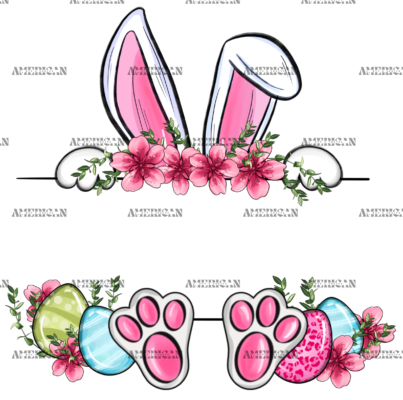 Easter Bunny Name Frame Pink DTF Transfer