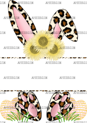 Easter Bunny Name Frame Pink Leopard DTF Transfer